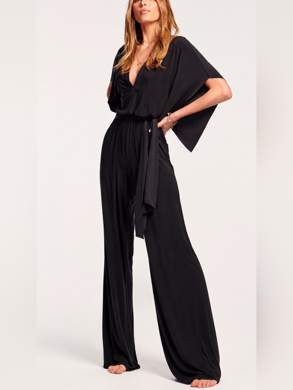NWT Ramy Brook Deborah Black Wide Leg Jumpsuit S M XL